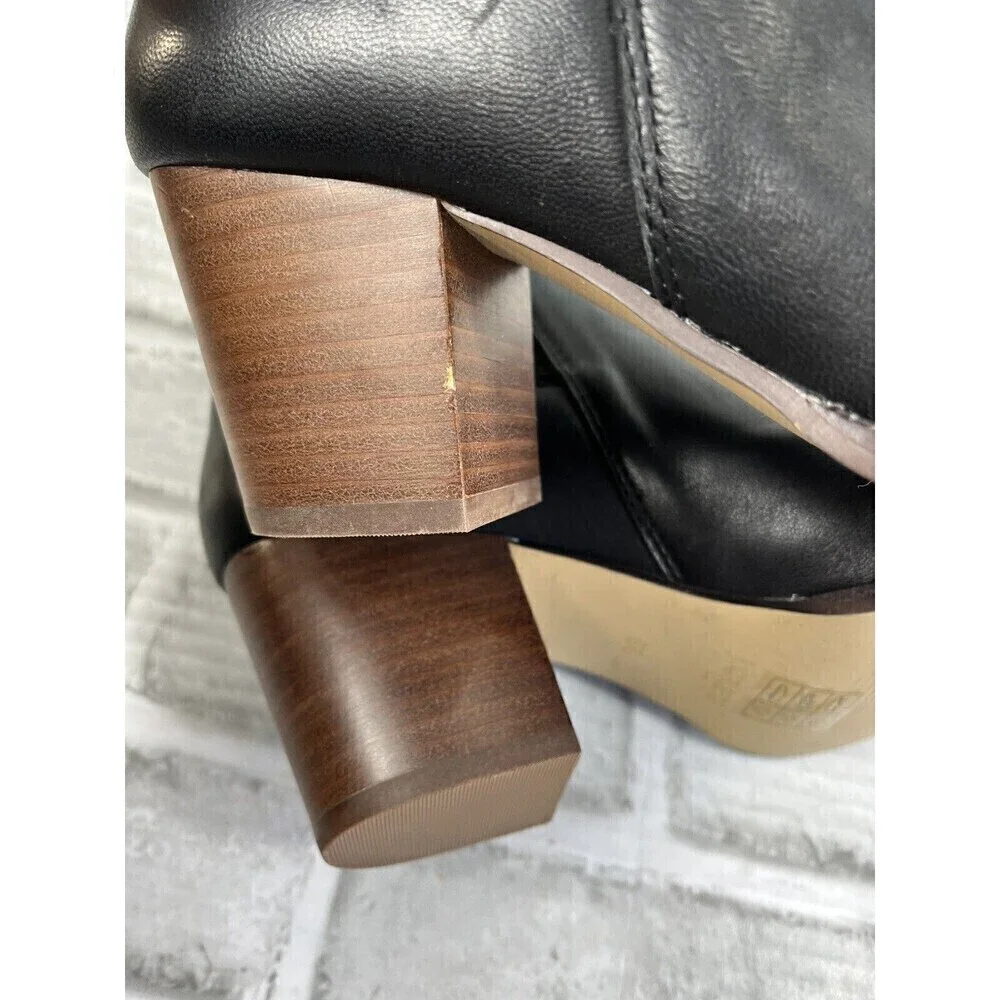J. Crew Style AR846 Women's Size 8.5 Black Leather Platform Block Heel Bootie